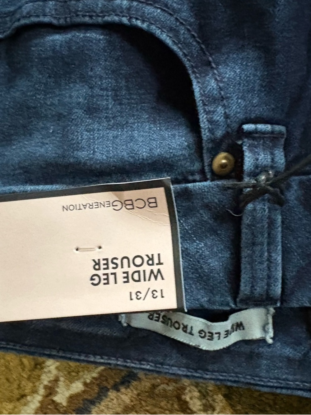 BCBGeneration Dark Denim Wide Leg Trousers